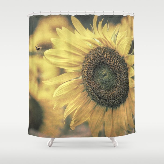 Sunflower Field Bumble Bee Modern Country Farmhouse Art A417 Shower Curtain